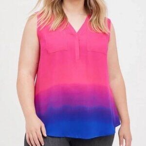 Torrid Harper - Pink Dip-Dye Georgette Pullover Tank - X0 / 10